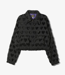 Long Point Collar Jacket - Cut Jaquard Heart Fringe