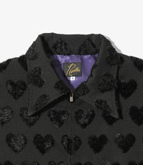 Long Point Collar Jacket - Cut Jaquard Heart Fringe