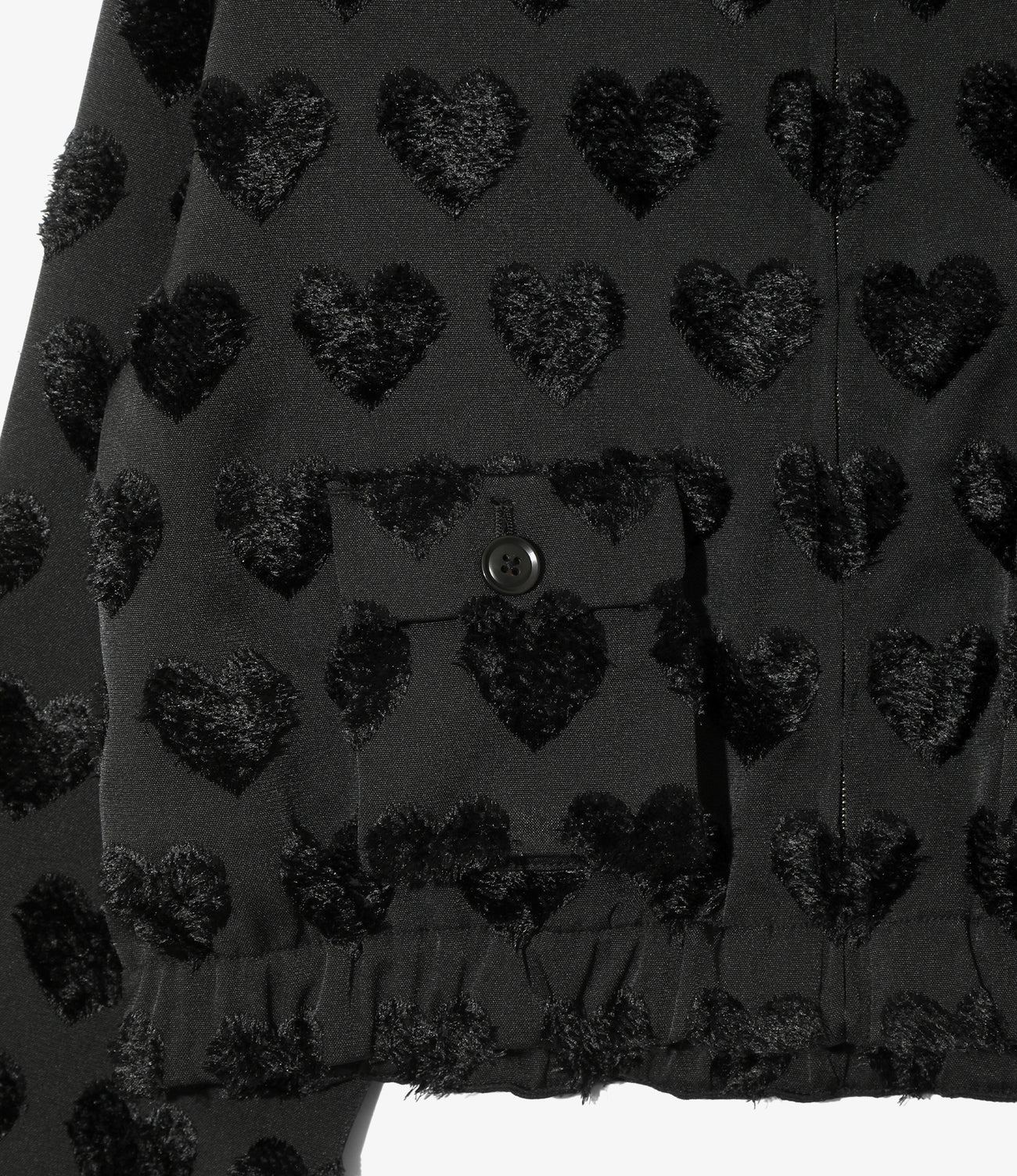 Long Point Collar Jacket - Cut Jaquard Heart Fringe