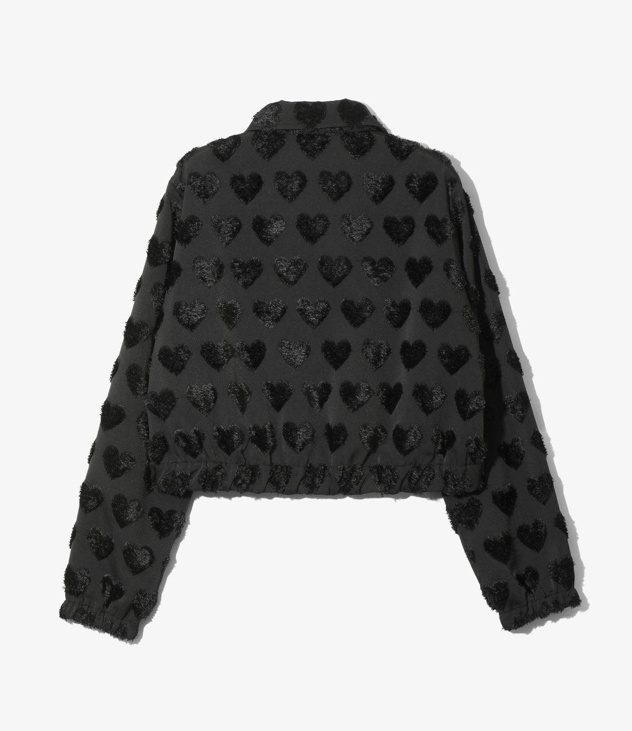 Long Point Collar Jacket - Cut Jaquard Heart Fringe