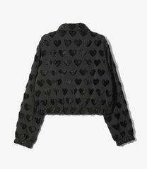 Long Point Collar Jacket - Cut Jaquard Heart Fringe