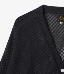 V Neck Cardigan - Geometric Raschel Lace