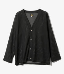 V Neck Cardigan - Geometric Raschel Lace