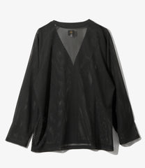 V Neck Cardigan - Geometric Raschel Lace
