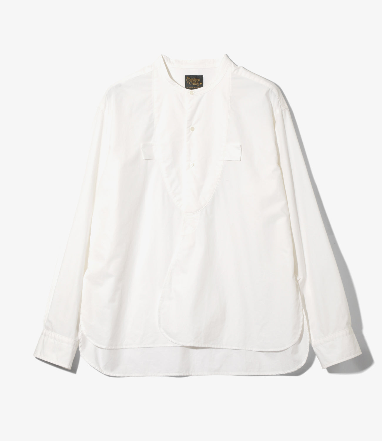 Band Collar Tuxedo Shirt-Typewriter