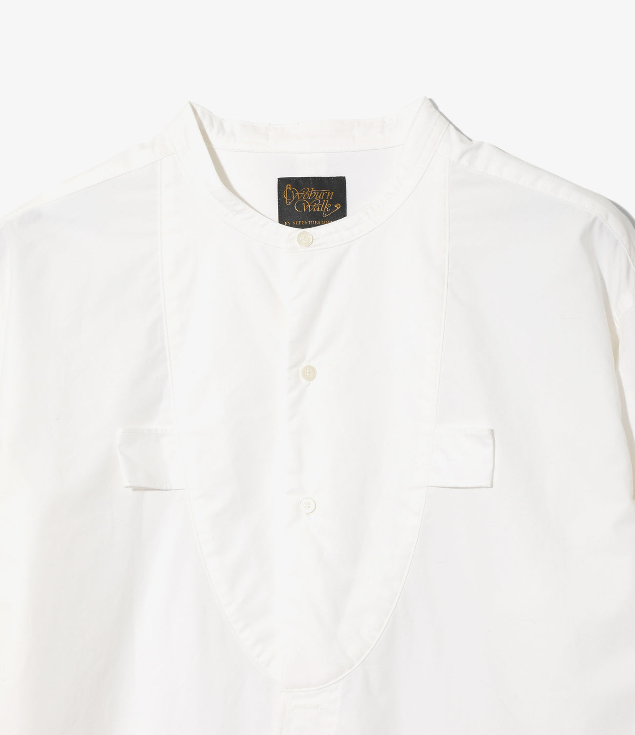 Band Collar Tuxedo Shirt-Typewriter