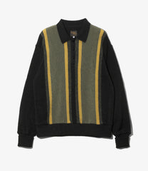 Knit Polo - Crepe Stripe / Front Thick Stripe