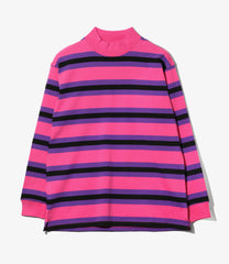 L/S Mock Neck Tee - Cotton Stripe Jersey