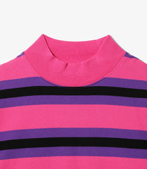 L/S Mock Neck Tee - Cotton Stripe Jersey