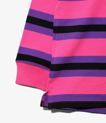 L/S Mock Neck Tee - Cotton Stripe Jersey