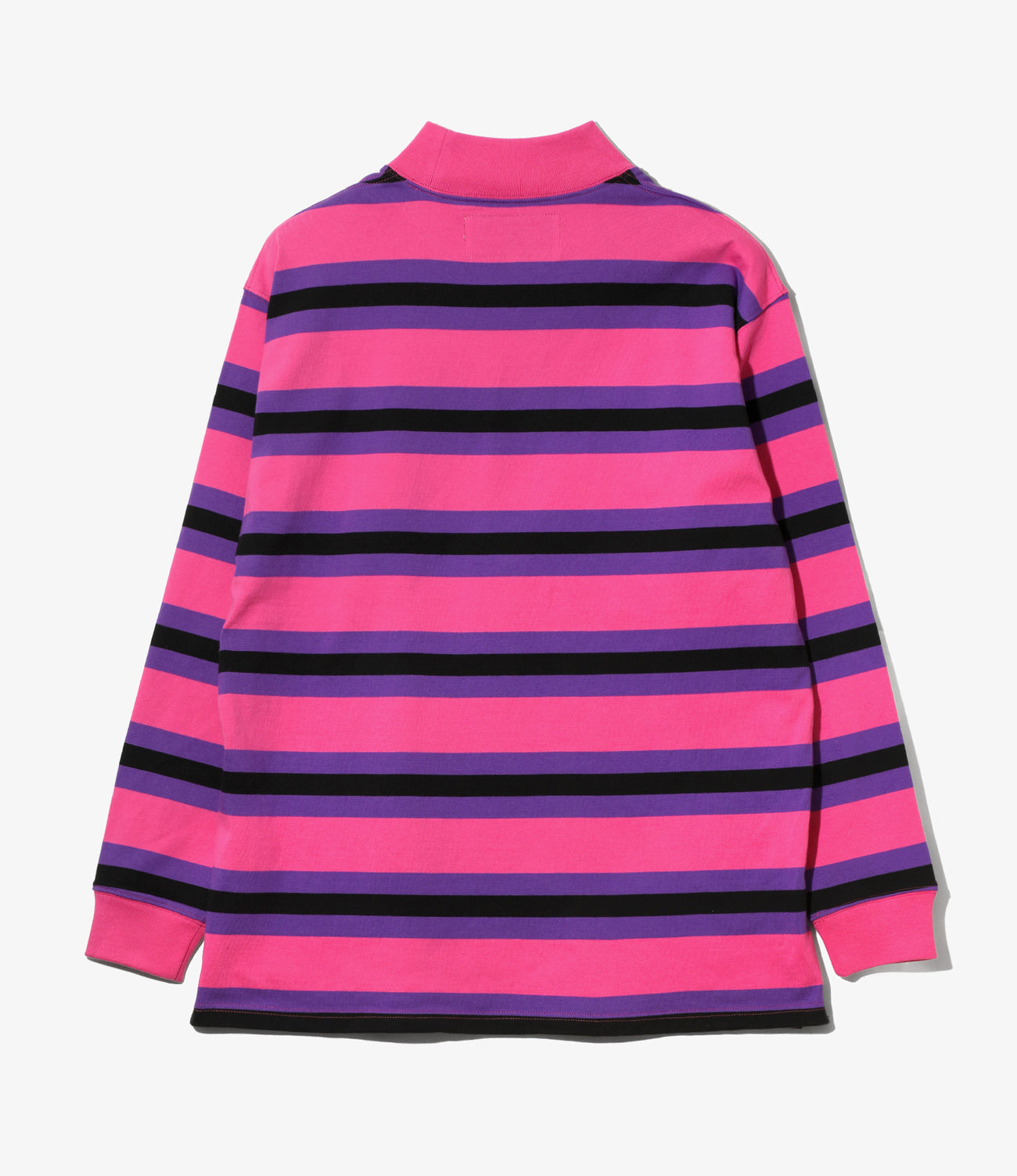 L/S Mock Neck Tee - Cotton Stripe Jersey