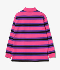 L/S Mock Neck Tee - Cotton Stripe Jersey