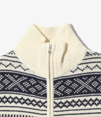 Loose Fit Zipped Sweater - Nordic