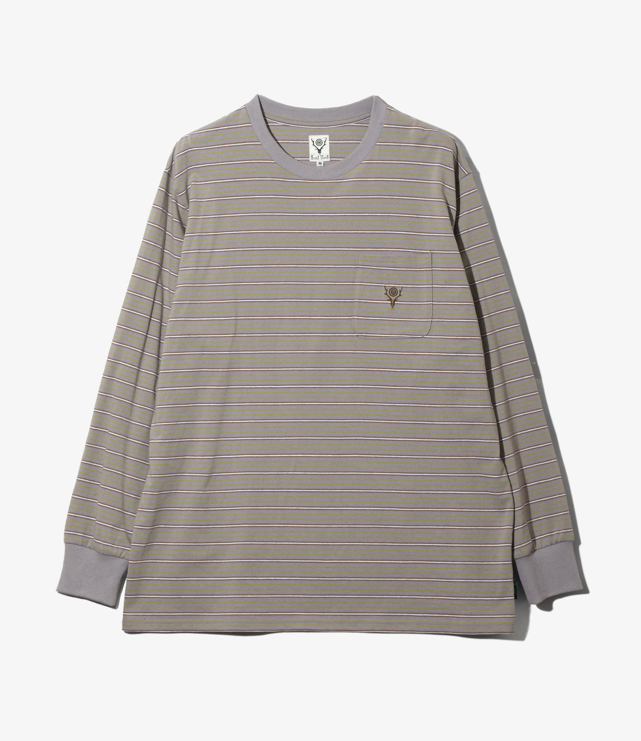 L/S Round Pocket Tee - Multi Stripe