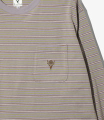 L/S Round Pocket Tee - Multi Stripe