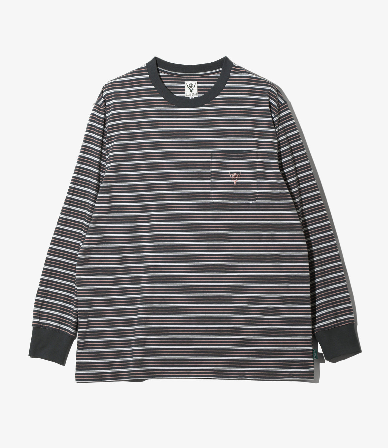 L/S Round Pocket Tee - Multi Stripe