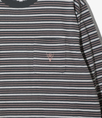 L/S Round Pocket Tee - Multi Stripe