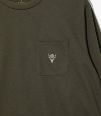 Long Sleeve  Round Pocket Tee - Circle Horn