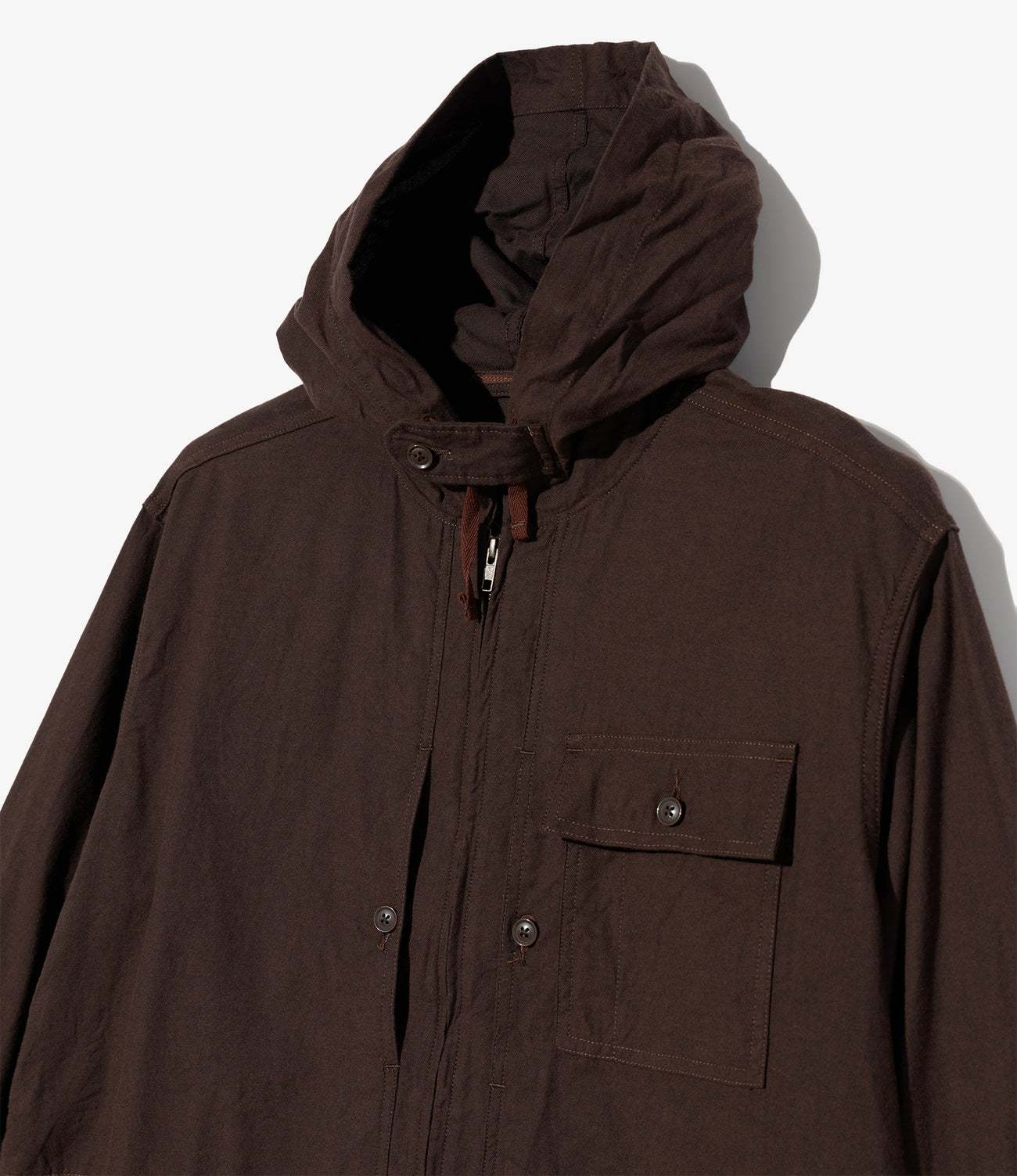 Zip Hooded Shirt - Cotton Brushed Twill