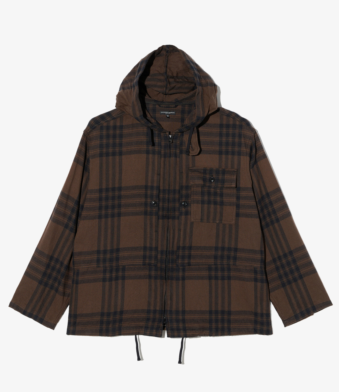Zip Hooded Shirt - Cotton Flannel Plaid