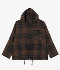 Zip Hooded Shirt - Cotton Flannel Plaid