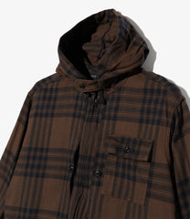 Zip Hooded Shirt - Cotton Flannel Plaid