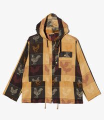 Zip Hooded Shirt - Bird Block Jacquard