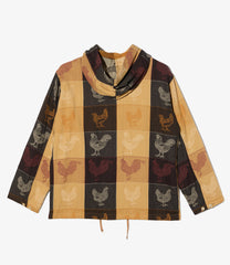 Zip Hooded Shirt - Bird Block Jacquard