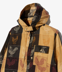 Zip Hooded Shirt - Bird Block Jacquard