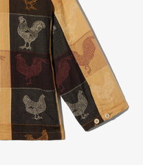 Zip Hooded Shirt - Bird Block Jacquard