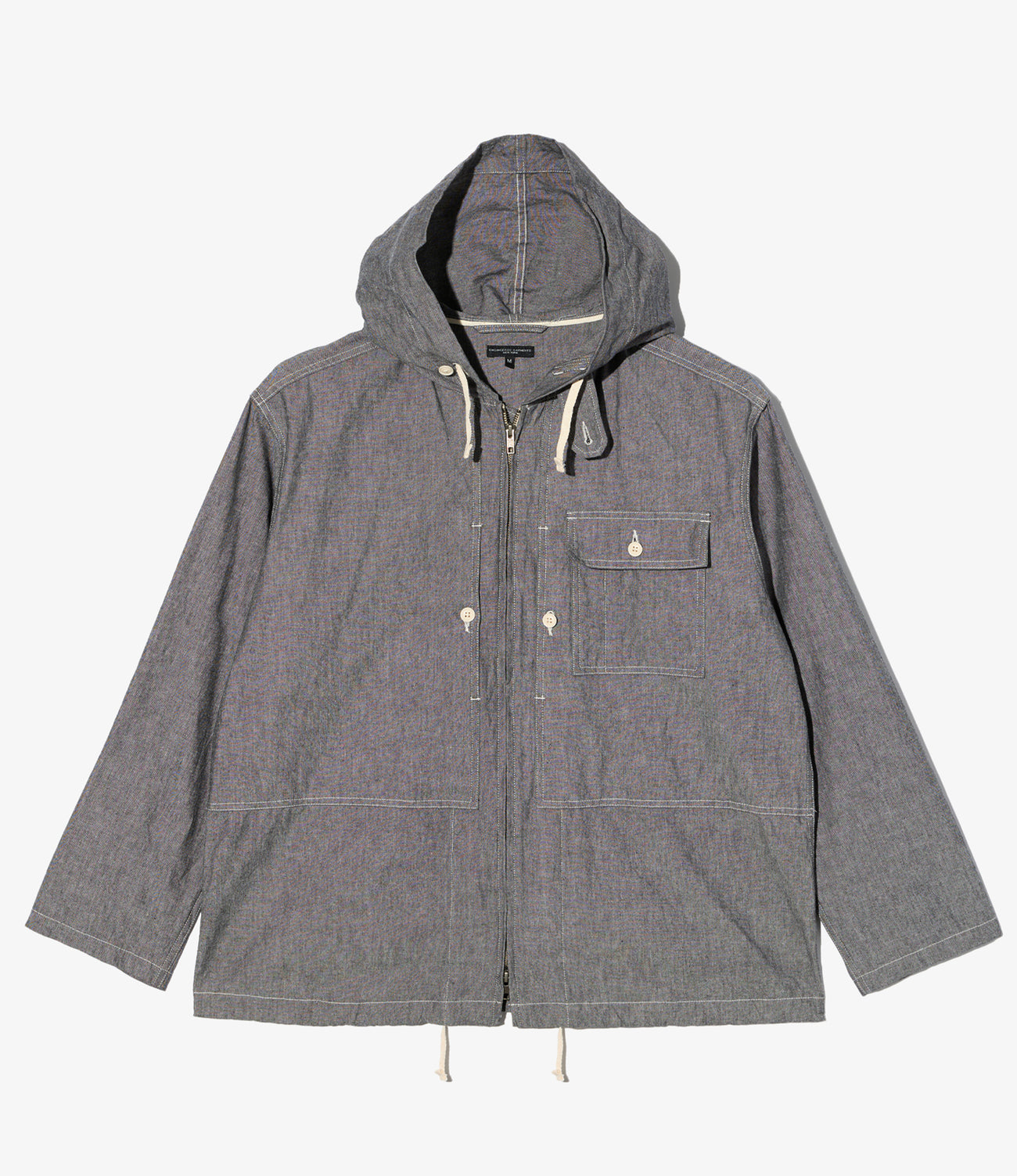 Zip Hooded Shirt - Cotton Chambray