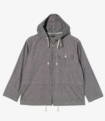 Zip Hooded Shirt - Cotton Chambray