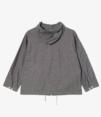 Zip Hooded Shirt - Cotton Chambray