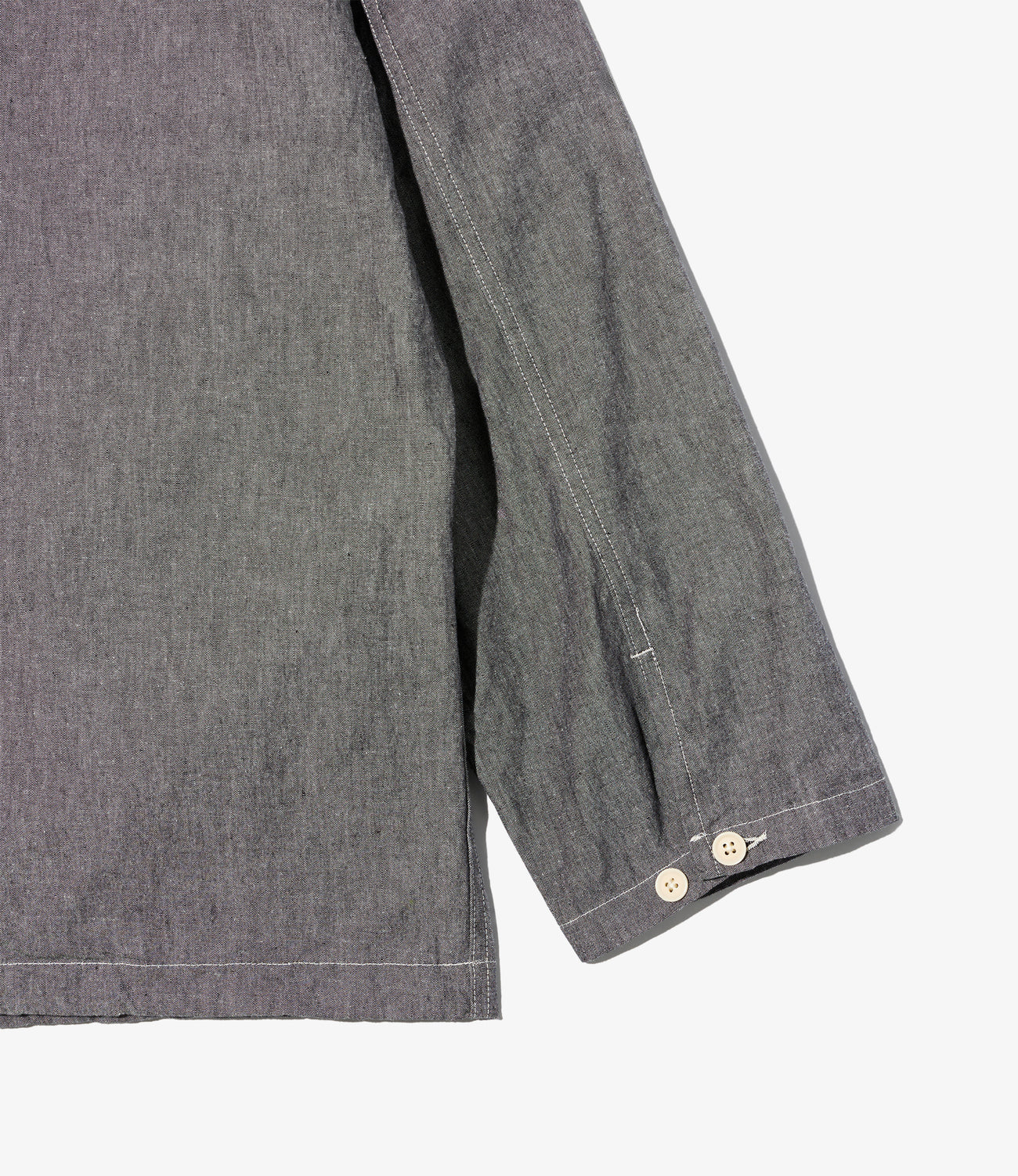Zip Hooded Shirt - Cotton Chambray