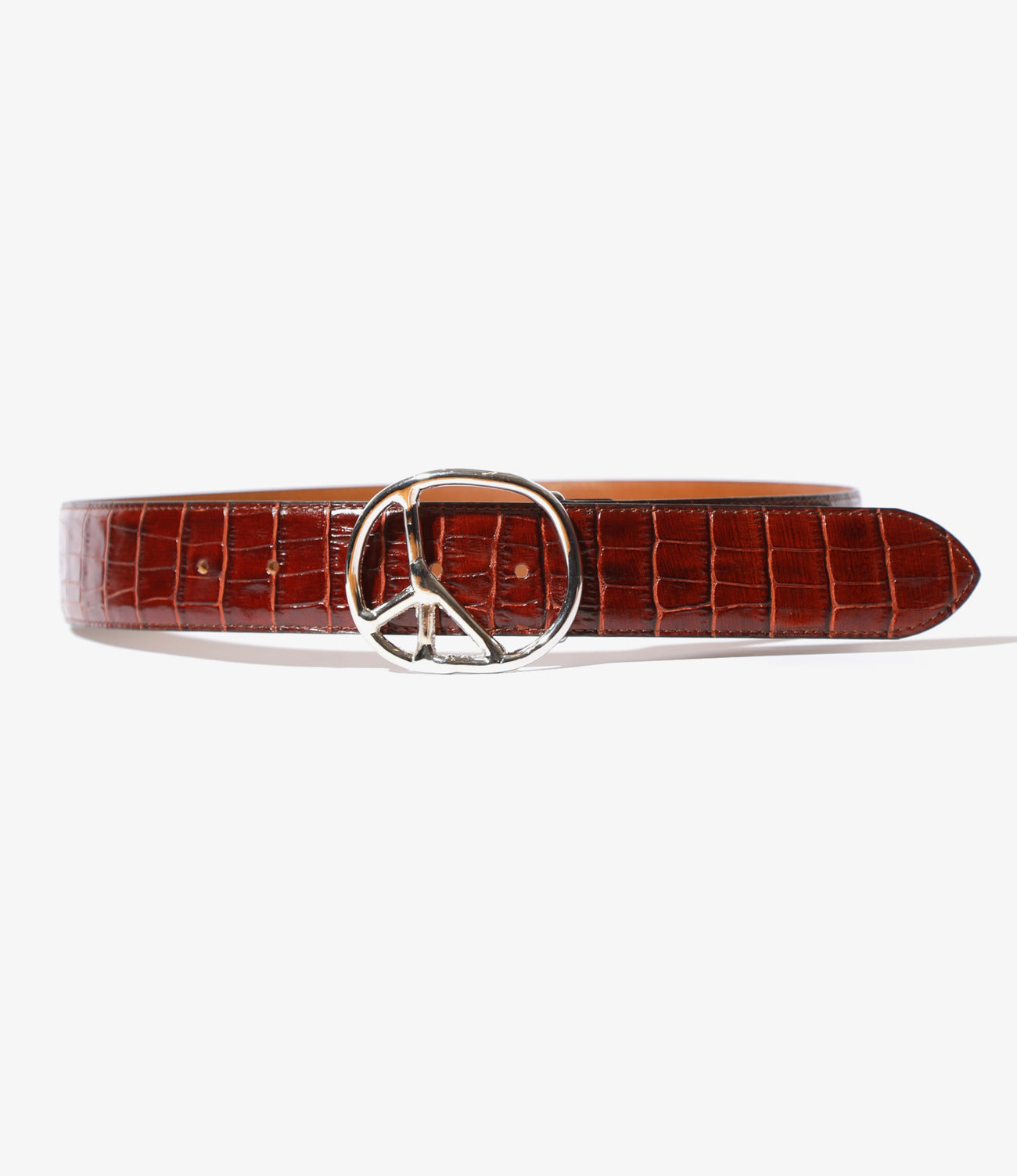 Peace Buckle Belt - Crocodile Embossed Leather – NEPENTHES ONLINE STORE