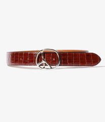 Peace Buckle Belt - Crocodile Embossed Leather