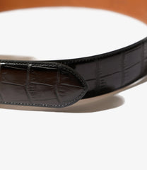 Papillon Square Buckle Belt - Crocodile Embossed Leather